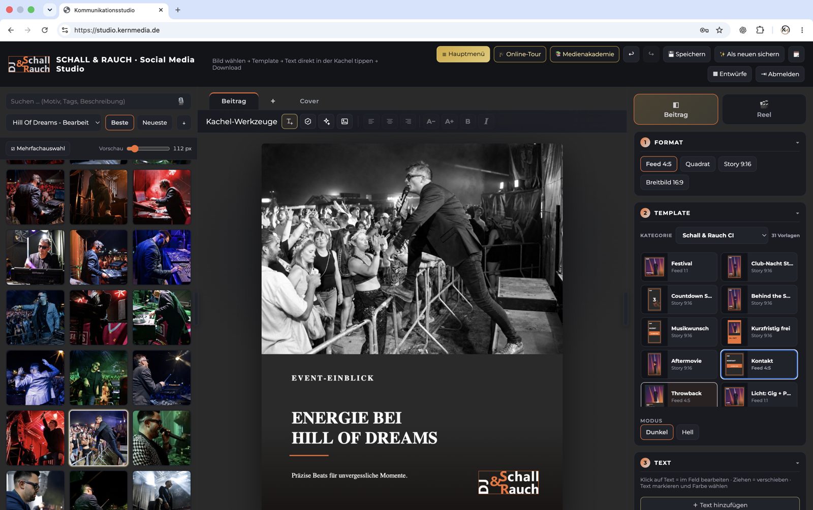 Social-Media-Studio von KernMedia: fertiger Beitrag im Corporate Design des Kunden (echter Screenshot)